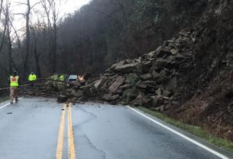 A landslide across 19/74 closed the road Saturday
