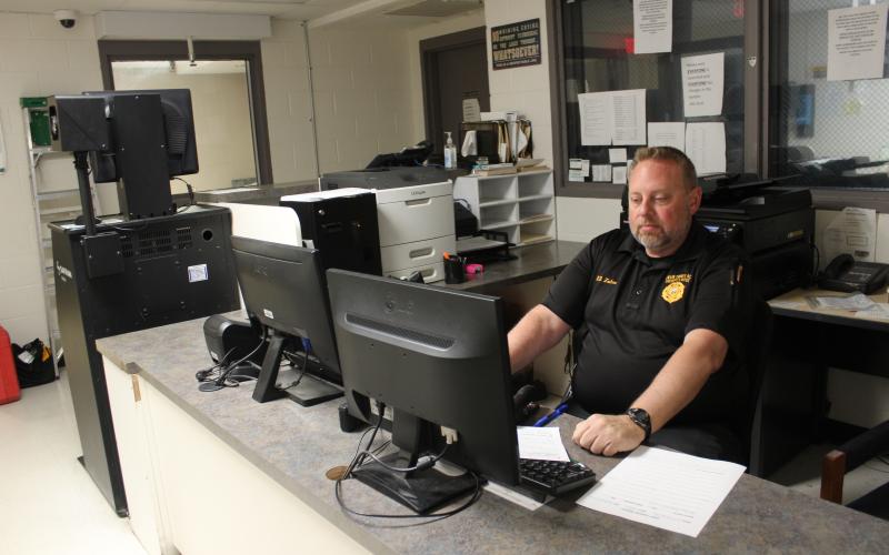 Sgt. David Zalva, who normally works as a School Resource Officer, was working at the Swain County Jail on Wednesday morning, April 3.