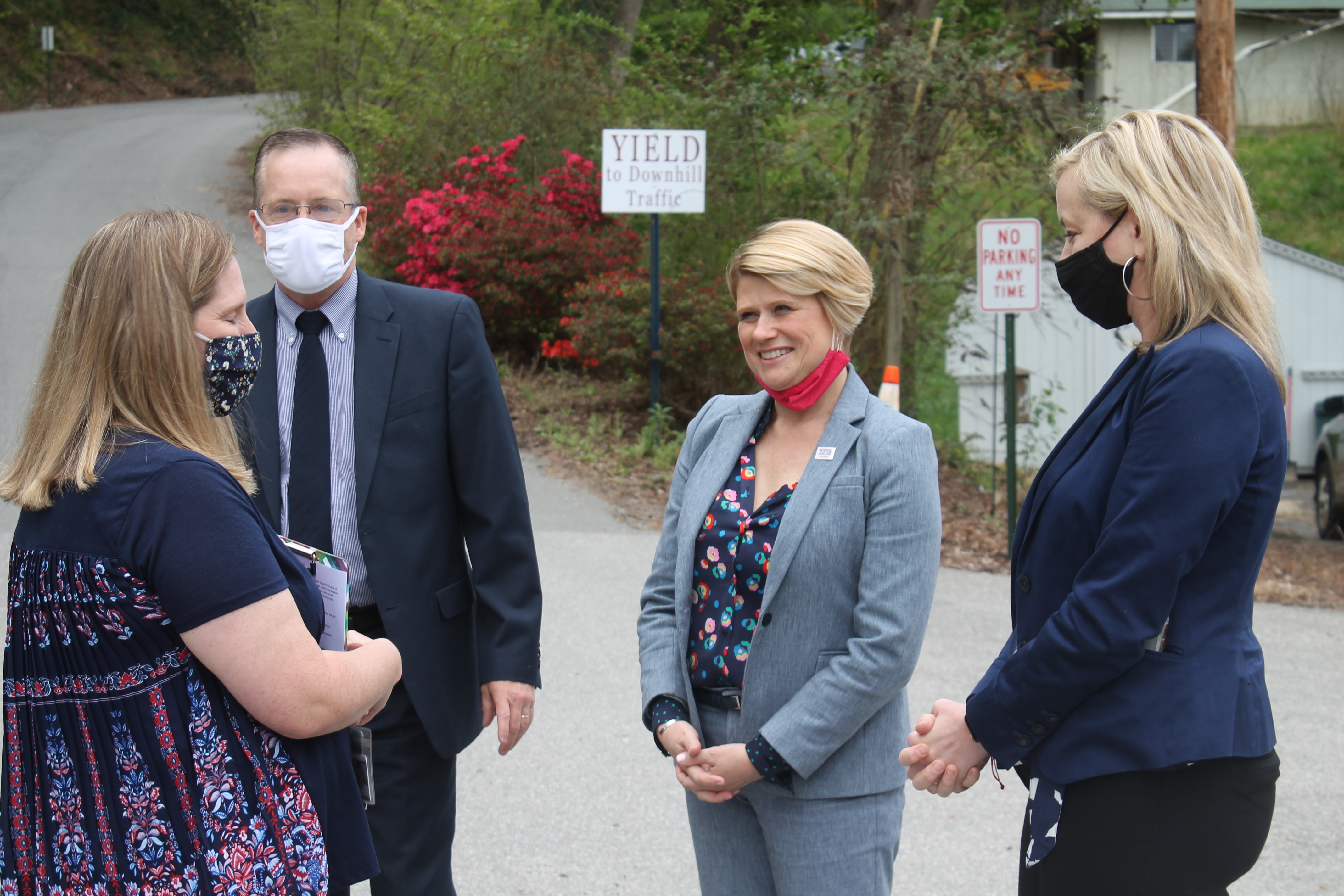 N.C. State Superintendent Catherine Truitt visited Swain County Schools Bright Adventures Pre-K and Swain High on Friday. She's pictured with Julie Pittman from her office and Trishia Chapman, Bright Adventures director, and Swain Superintendent Mark Sale