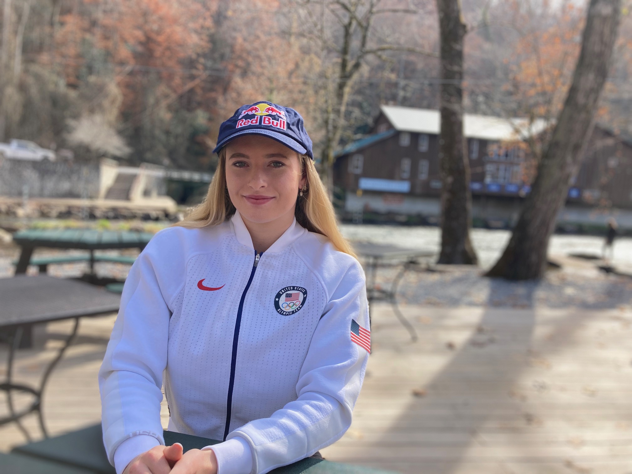 Evy Leibfarth was back at Nantahala Outdoor Center last week after the 2023 season. 