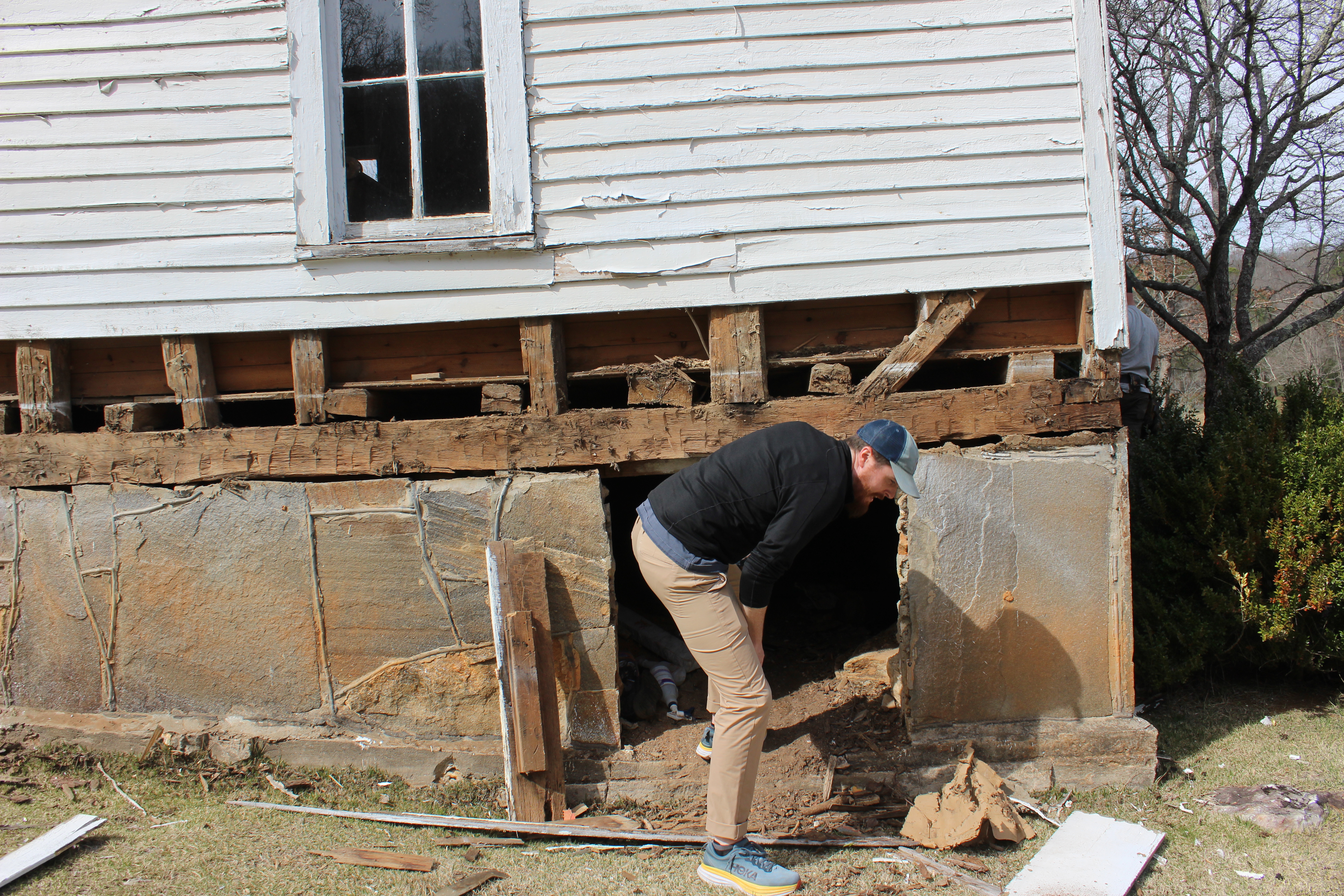 Andrew White, working with the nonprofit Hemlock Retreat, helped to renovate the Thomas Chapel Community Church at the end of March.