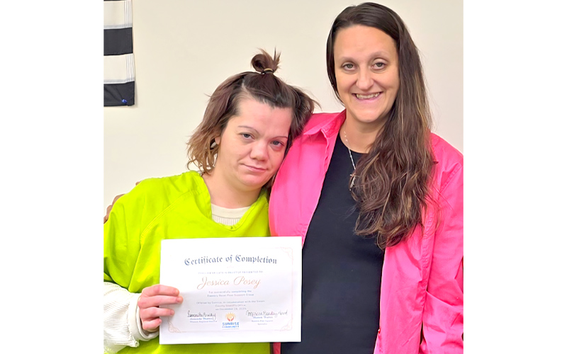 SMT photo/Sara Eisinger.  Marissa Bradley-Ward stands alongside Sunrise certificate of completion holder Jessica Posey.