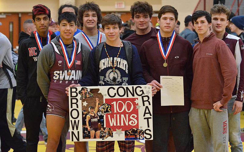 Brown is pictured with his teammates.