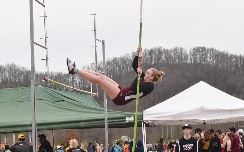 A Lady Devil pole vaulter