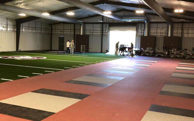 weights area and turf