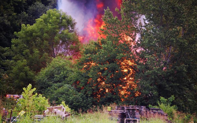A vacant house was a blazing fire. Photo by Tim Hall