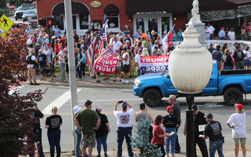Trump supporters gather on the square