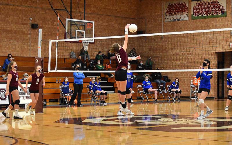 Lady Devil 8 at the net. The team is on hold now due to positive COVID-19 test and contact tracing