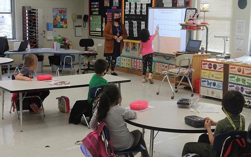 Kindergarten students work in Lawson and Chambers' class at East Elementary