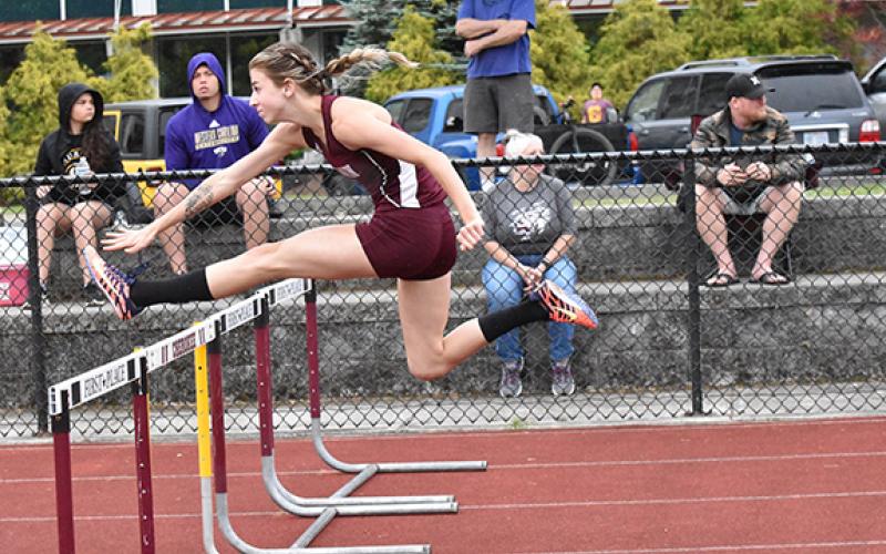 Monica Riordan in the 100 hurdles