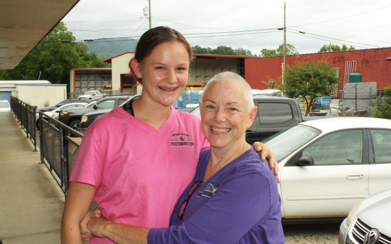 Julia Hunt, right, with her granddaughter Karena.