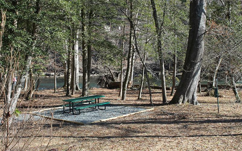 New benches and trash cans are already in place at Island Park