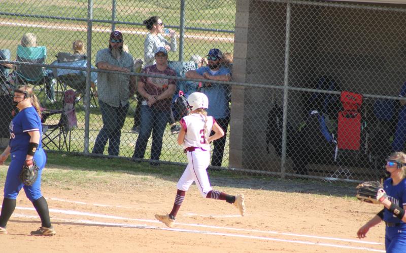 Junior Hannah Shuler sprints toward first base after a hit against Hiwassee Dam last Tuesday.