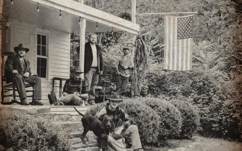 Members include Tim Williams on bass, BJ Taylor on mandolin, Mikel Laws on banjo/guitar, Jamie Mason on guitar/banjo, and Kenneth Rymer on dobro.