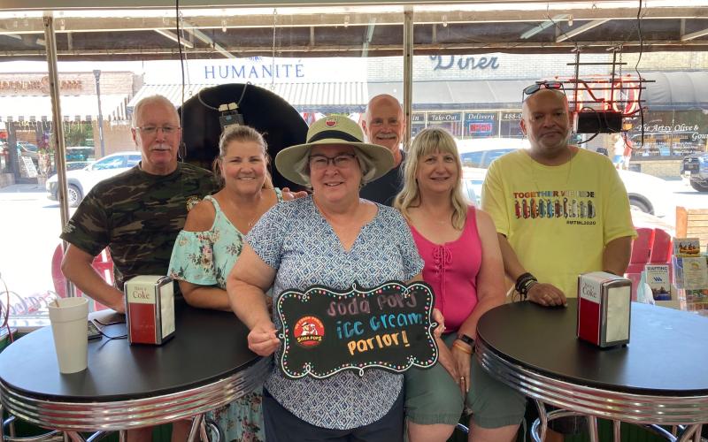A group stopped in at Soda Pop's