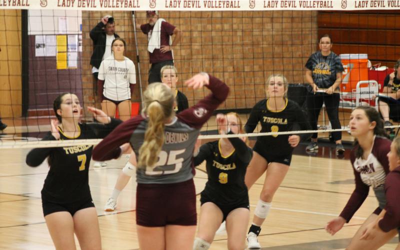 Addi Jenkins spikes the ball across the net when the JV team took on Tuscola.