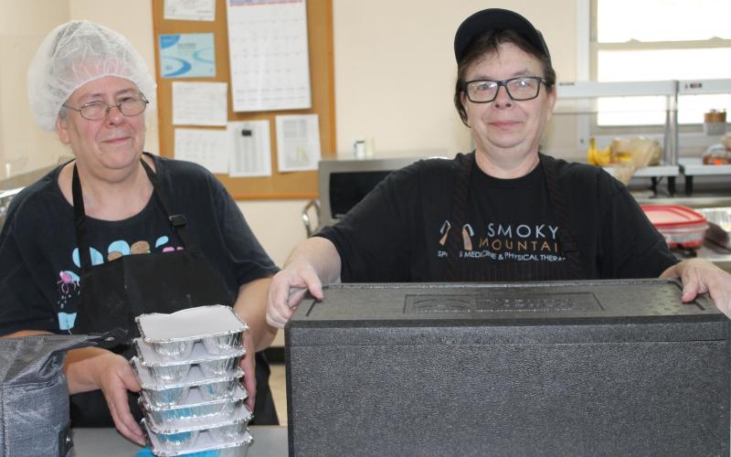 Theresa Hayne and Julie Millard are the kitchen staff at the Senior Center.