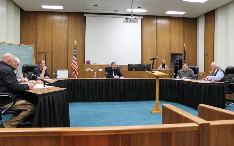 Pictured from left is County Manager Kevin King, Commissioners David Loftis, Kenneth Parton, Kevin Seagle (chairman), Phillip Carson and Roger Parsons.