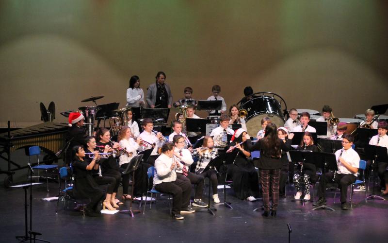 Sixth, seventh, and eighth grade students made up Swain Middle School’s Christmas concert. Pictured here is Swain’s sixth grade band members performing Up on a Housetop.