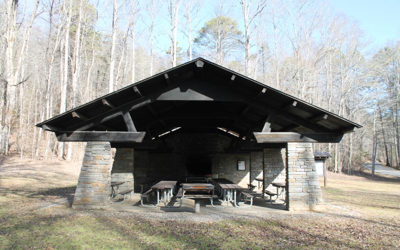 Town planning board has suggested a nice, big pavilion for Island Park, similar to the one pictured here at Deep Creek but likely without the stonework and fireplace.