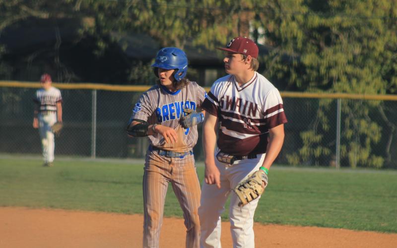 Grady Lewis finds his way to a plate at the April 19 baseball home game.