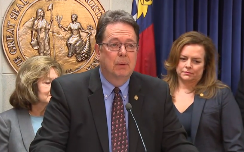 NC Senator Kevin Corbin (R, 50) at a press conference last Thursday announcing the bill to ban trangender athletes from female sports.