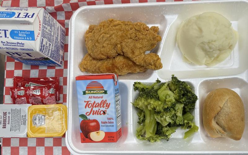 A lunch at Swain County High School, which will be free for students under the newly adopted CEP program this coming year.