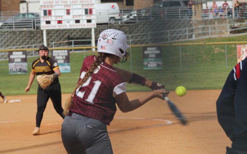 Lady Devil Haileigh Woodard at bat at home May 4