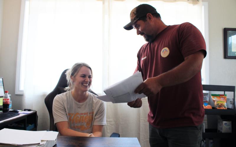 New recreation director Taylor Woodard has numerous projects she’s overseeing for the department. She is pictured with programming director Mitchell Green.