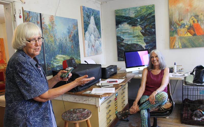 Artist Elizabeth Ellison got a visit from a friend as she was working in the studio one summer afternoon.