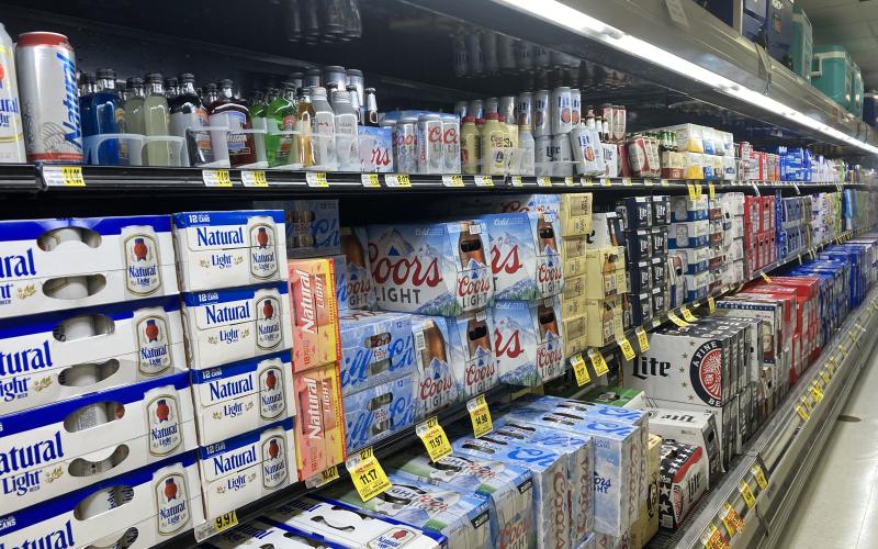 Pictured above are domestic beers available for sale at Ingles grocery store.