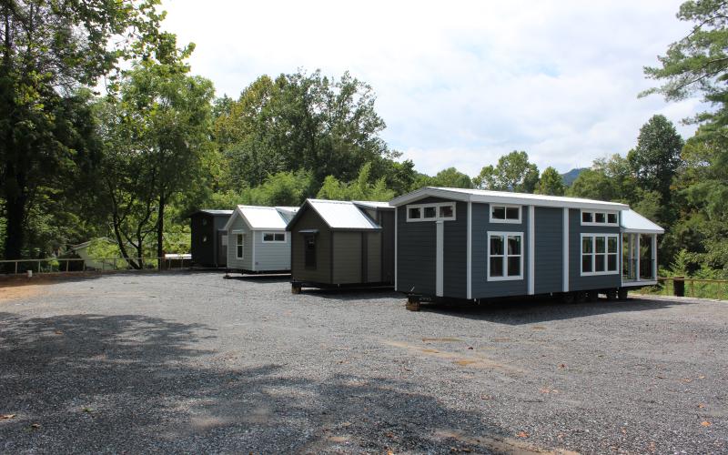 Larry Griffin /SMT The tiny homes on Highway 19 adjacent to the bus garage are owned by a new company called River’s Rest