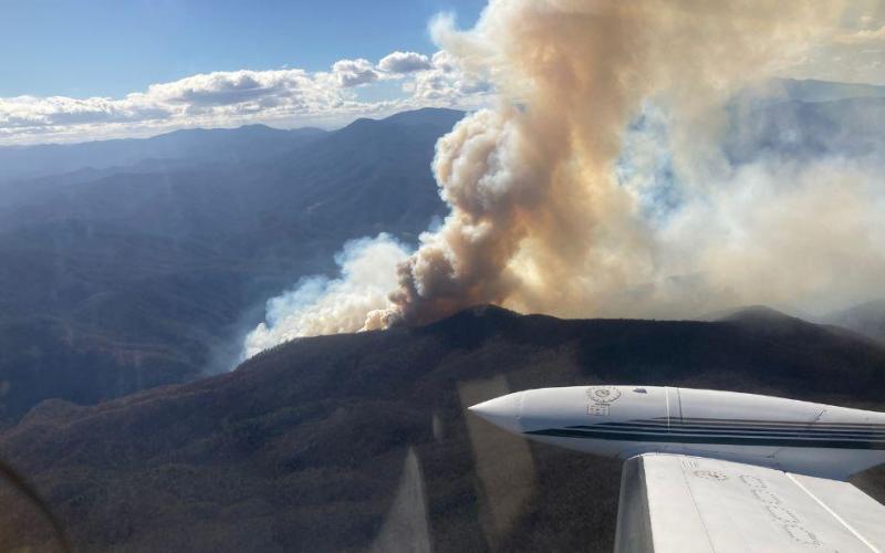 Aerial photo of the Black Bear Fire, November 16, 2023.