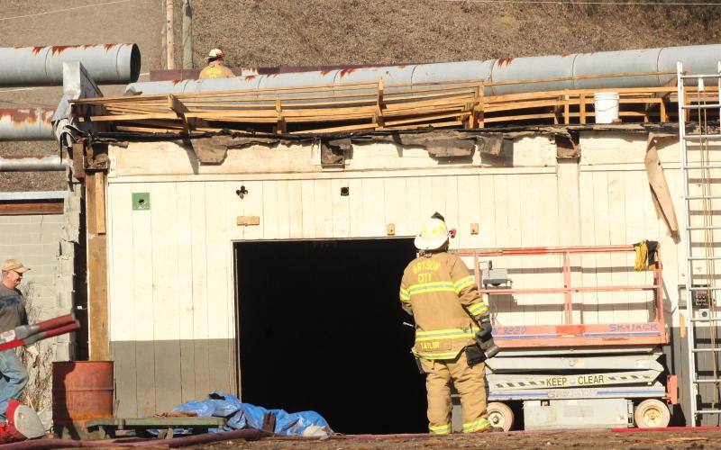 Firefighters are on the scene of a structure fire call at the old Powell Lumber building Monday afternoon.