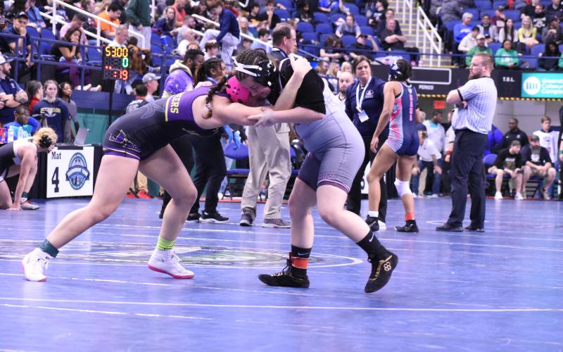 Lady Devil Lylah Cogdill got fifth in the 138 weight class at the NCHSAA individual champs.