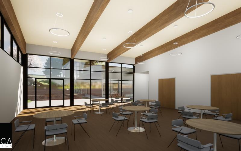 The community room will be full of light.