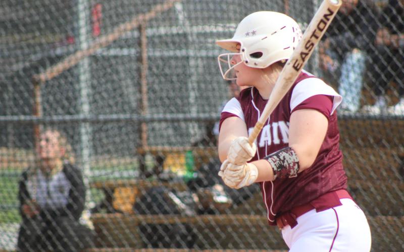 Sophomore Rylee Rawls at the plate at the game against Hayesville, which the Lady Devils won 11-1.