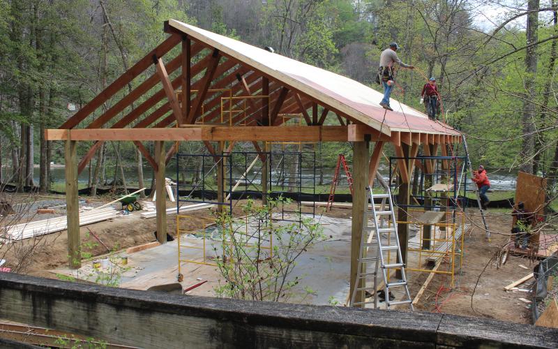 Island Park remains closed as a new pavilion is under construction. The work is anticipated to be completed next month.