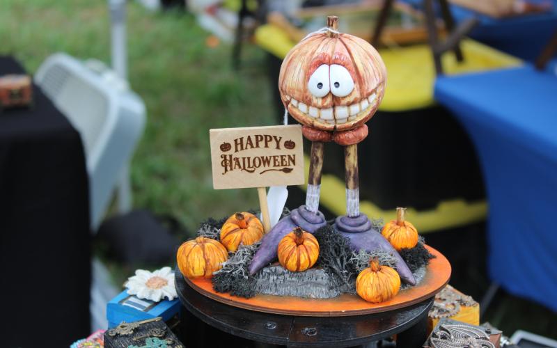Bobbie Earlery, of Bryson City, with her Nonsensicalstore crafts, brought a reminder that Halloween is just around the corner.