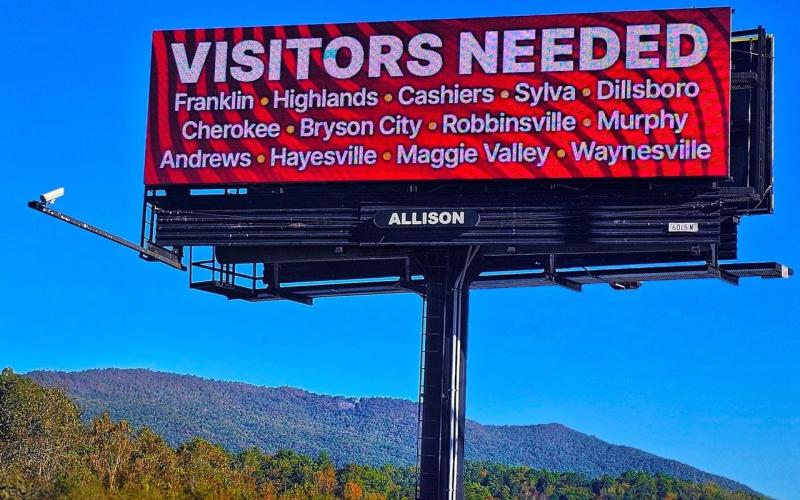 This billboard on 441 advertises the towns in southwestern NC that are seeking visitors