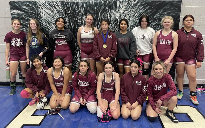 Lady Devil wrestlers are pictured after competing at Parkwood High.