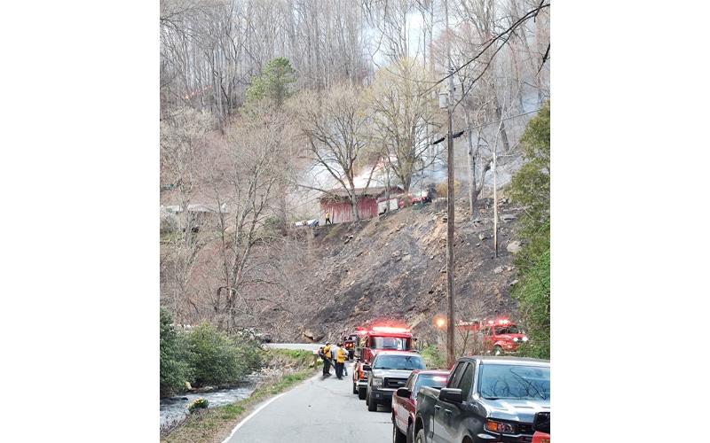 Photo/Charles Bryson. Fire crews work around the clock to contain the wildfire across Alarka Tuesday, March 25. As of 11 a.m. Wednesday, the fire had spread approximately 1,000 acres with 0% containment.