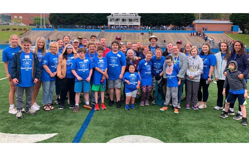 Submitted photo.  Celebrating the Jackson County Spring Games in 2024. The Special Olympics will rock the Swain County High School football field following a parade next Friday.