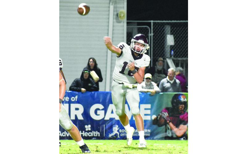 Photo/Kevin Hensley.  #16 Druw Cody targets his receiver in the first half of the Swain - Robbinsville game October 3.