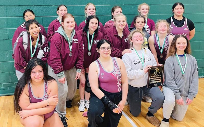 Submitted photo.  War Eagle tournament champions Alexis Tranter (front, left to right), Autumn Tramper, Lindsey Faulkenberry, Elaynah Cogdill;(mid, left to right) Jany Echeverria, Isabella Ponton, Faith West, Makayla Hunt, Chloe Kent, Mattie Brown; (top, left to right) Melyssa Wildcat, Madison Mashburn, Claire Ball, Asiah Ball, Ellie Norton, Nevaeh Hughes on Dec. 6.