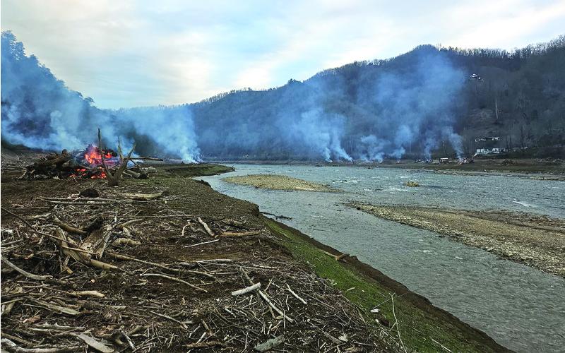 Submitted photo Crews burned large piles of wood and debris collected in 2025 during the 288 Cleanup.