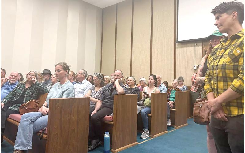 Katie Myers / BPR .  Swain County Commissioners said Tuesday’s public hearing was among the most packed they’ve ever seen.