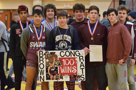 Brown is pictured with his teammates.