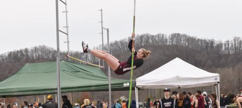 A Lady Devil pole vaulter