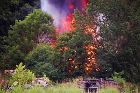 A vacant house was a blazing fire. Photo by Tim Hall